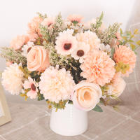 Decoración De Flores Artificiales Rosas Otoño Hydrangea Dalias Para Casa Mesa Decoración De Boda Navidad Flor Falsa Para Decoración De Hogar - details 4