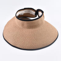 Sombrero De Paja Verano Para Mujer Plegable Gran Alas Con Lazo Protección Solar Para Playa Y Viajes - details 4