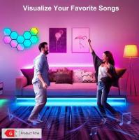 10pcs Smart Hexagon LED Wall Lights with App & Remote Control, Music Sync RGBIC Panels for Gaming Room, Bedroom, Living Room Decor - Vibrant Geometric Design, USB Powered, Color Changing Modern Lighting - details 0