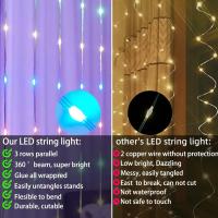 Cadena De Luces LED Para Cortinas RGBIC Con Enchufe USB Y Control Remoto Bluetooth APP Iluminación Para Decoración De Habitaciones IP65 Impermeable - details 2