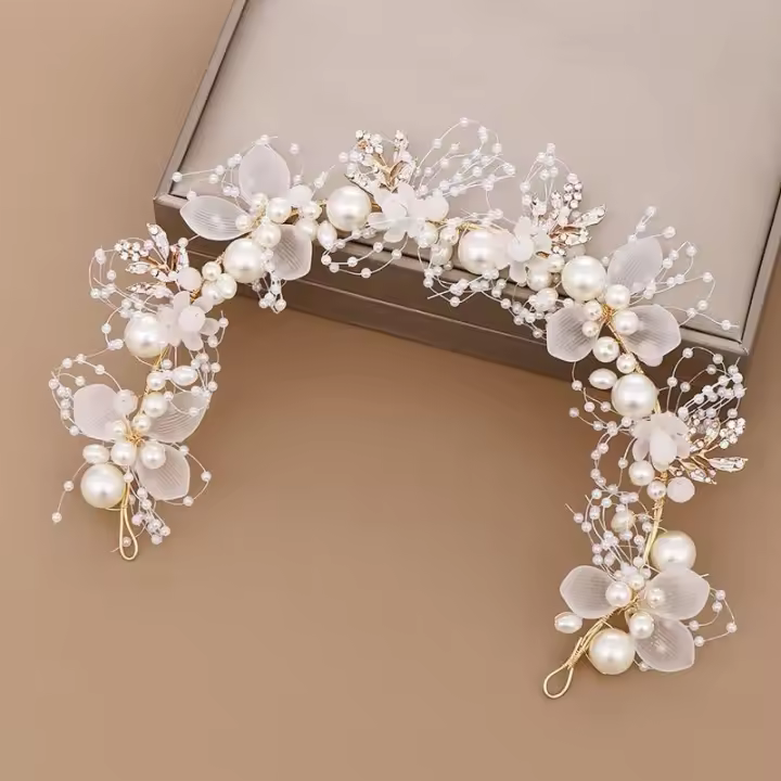 Diadema De Princesa Para Niñas Adorno De Corona Florido Para Bodas Y Fotografías Navideñas Accesorio De Cabeza De Moda - 1
