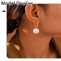 Clásico DE LA Moda de Perlas Redonda Blacas Gotas de Maple inoxidable Pendientes de Ano de Las Señores Elegantes de La Boda del Partido Pendientes de joyería - details 2