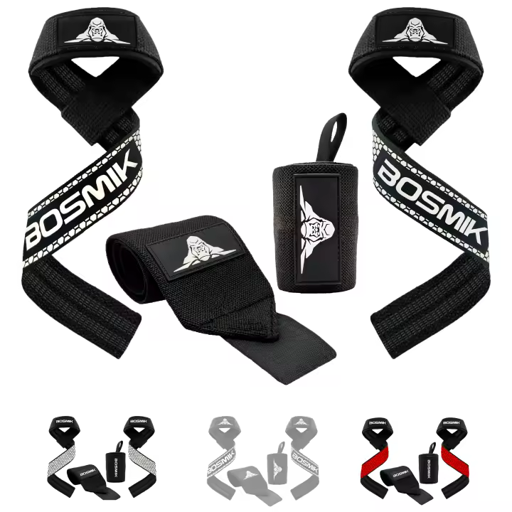 Bosmik Straps Gym Silicona - Muñequeras Gym - Set Correas Levantamiento de Pesas Muñequeras Crossfit - Powerlifting Straps - Regalo Gym - Hombres y Mujeres - 1