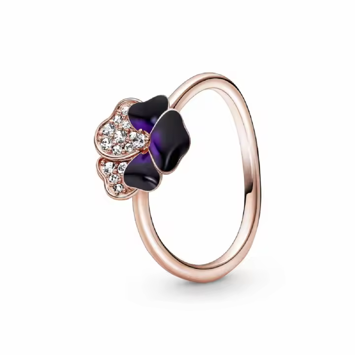 Anillo Pandora Rose Flor Pensamiento Morado - 1