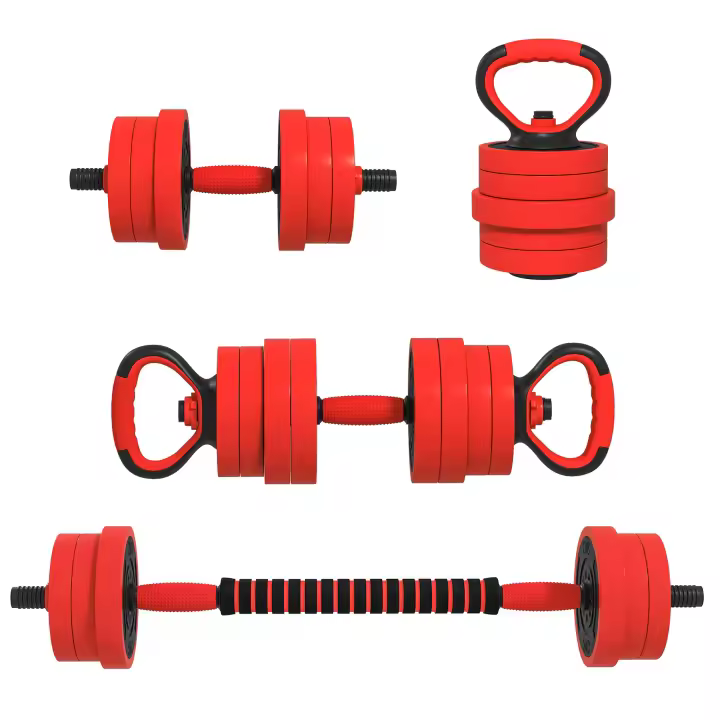 SPORTNOW Kit de Mancuernas 20kg 4 en 1 Juego de Pesas con Kettlebell Barra de Pesas para Entrenamiento de Fuerza en Hogar Gimnasio Oficina - 1