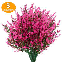8pcs Flores Artificiales De Lavanda Faux UV Resistentes Para Decoración De Hogar Y Bodas Accesorios De Flores Plásticas Para Exterior - details 0