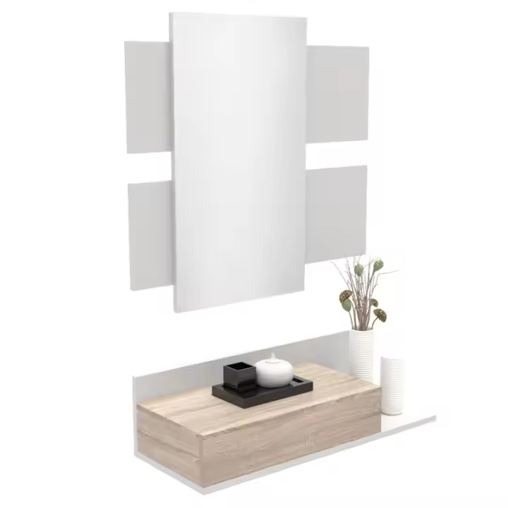 DORMIDAN- Recibidor con Espejo MOD2, Mueble de Entrada, cajón y balda en Dos Alturas - 1