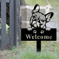 Decoración De Jardín De Perro Bulldog Exquisito Adorno Metálico Art Deco Palillo Duradero Marcador Memorial Regalo Perfecto Para Amantes De Los Animales Y Acento De Jardín - details 4