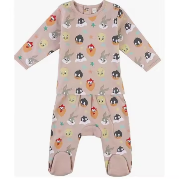 CERDÁ LIFE'S LITTLE MOMENTS - Conjunto Bebé 2 Piezas Looney Tunes 100% Algodón - Manga Larga - Cubiertas Todas las Piernas - Fácil de Poner o Quitar - Ropa para Bebé en Caja Regalo - 1