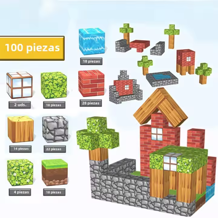 Bloques De Construcción Magnéticos Set Del Mundo De La Minería Juguete Sensorial Montessori Para Niños Y Niñas Regalo Educativo - 1