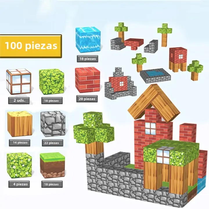 Bloques De Construcción Magnéticos Set Del Mundo De La Minería Juguete Sensorial Montessori Para Niños Y Niñas Regalo Educativo - 1