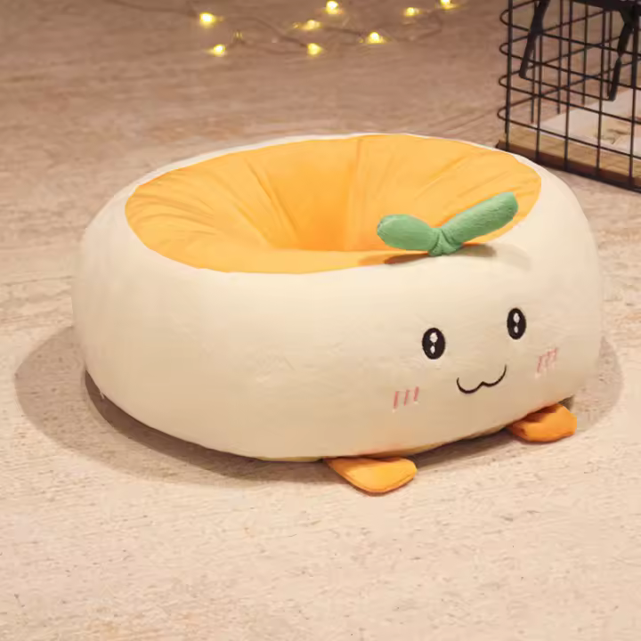 Cojín De Plush Cartoon Suave Para Sofá Silla Decoración Cojín De Piso Redondo Para Adultos Relleno De Algodón - 1