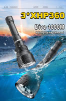 Lampara De Buceo Profesional 1000M Nueva 3*XHP 360 LED Luz Submarina Super Brillante Scuba Flashlight Antigolpes Recargable - details 0