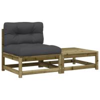 vidaXL Sofá de jardín sin reposabrazos con cojines y reposapiés Natural y negro, Marrón pino, Douglas natural Conjunto Terraza Muebles Jardín Exterior Juego de Muebles de jardín Mueble Jardín Exterior Muebles de Salon Exterior - details 0