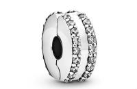 PANDORA Pandora doble anillo pavé clip fijo plata 925 cuentas DIY exquisitas - details 0
