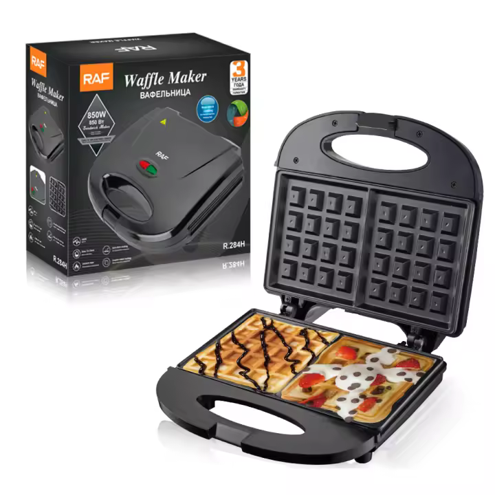Máquina para hacer sándwiches con calefacción de doble cara, multifunción, para desayuno, tostadas y waffles, estilo europeo, de la RAF - 1