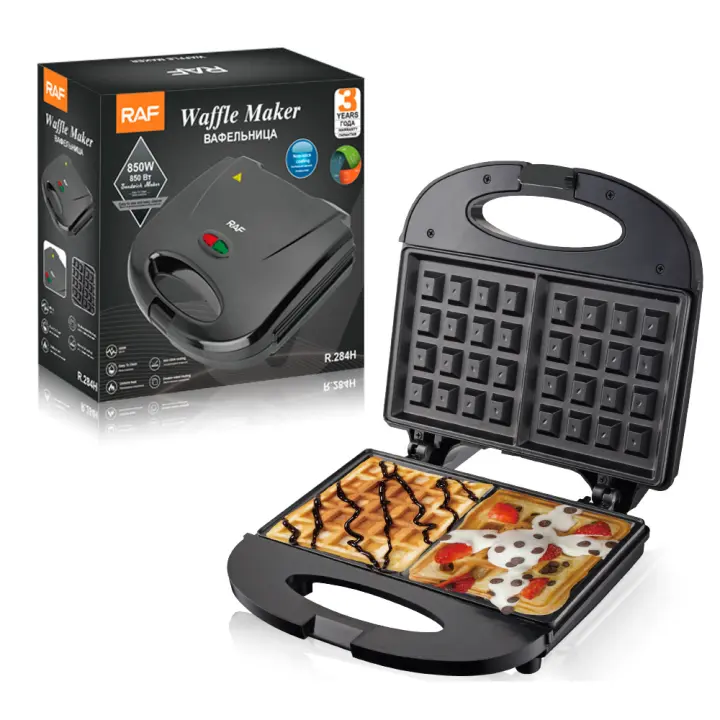 Máquina para hacer sándwiches con calefacción de doble cara, multifunción, para desayuno, tostadas y waffles, estilo europeo, de la RAF - 1