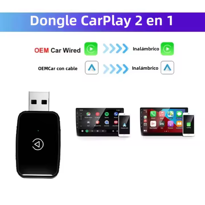 Adaptador Mini Plug Y Play Para Coche Compatible Con 99% De Los Coches Conexión Rápida Carplay Y Android Auto AI Box 2 En 1 Sin Químicos De Alta Importancia - 1