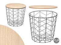 STARLEY- Mesa Auxiliar Nórdica Con Tapa De Madera Extraíble Mesita De Centro Para Café Té Estructura Metálica Pone Salón Dormitorio Habitación Mesita De Centro Cónica 39X38cm - details 2