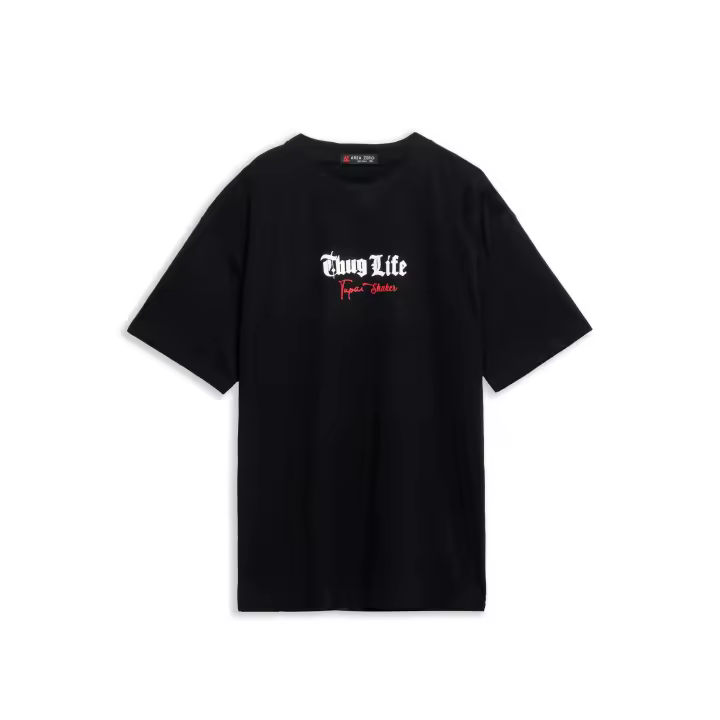 Camiseta Area Zero Negra Thug Tupac Oversized Tee - 1