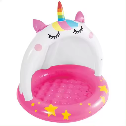 Piscina Hinchable Infantil Intex Unicornio Con Techo Y Suelo Acolchado 102x102cm, 45l - 1