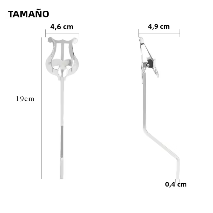 Soporte Duradero Para Partituras De Saxofón Alto Portátil Accesorio De Música Para Instrumentos De Viento Material De Hierro Metálico Color Plateado - 1