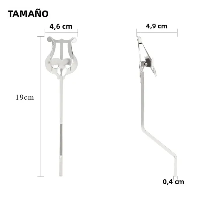 Soporte Duradero Para Partituras De Saxofón Alto Portátil Accesorio De Música Para Instrumentos De Viento Material De Hierro Metálico Color Plateado - 1