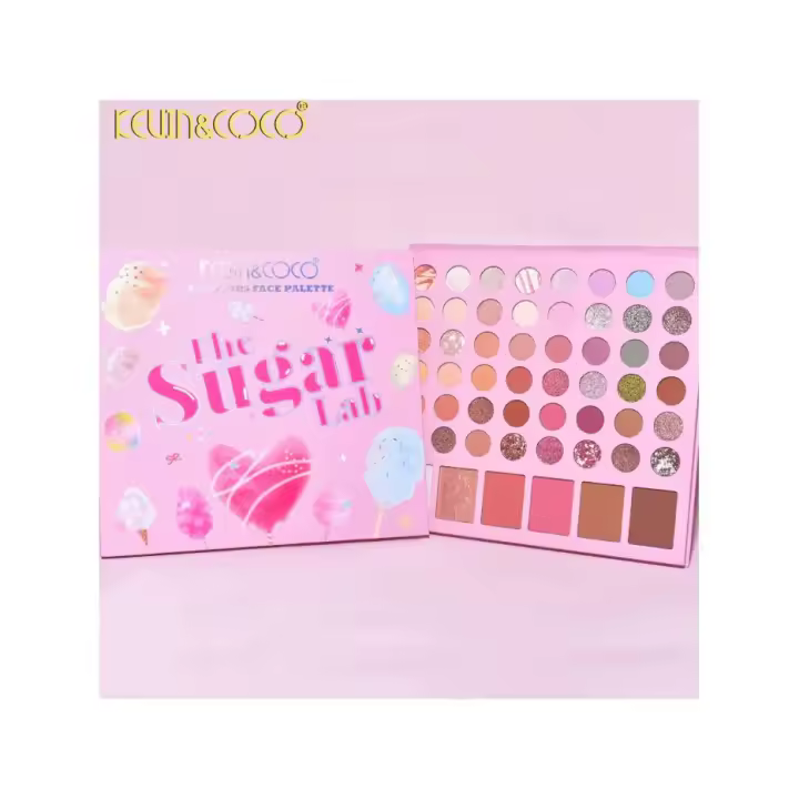 Kevin & Coco - Paleta de Sombras y Rostro KEVIN & COCO The Sugar Lab - 54 Tonos Vibrantes con Acabados Mate y Brillantes, Incluye Sombras, Rubores, Iluminadores y Contornos en una Fórmula de Alta Pigmentación y Larga Duración para Looks Creativos y Sofist - 1
