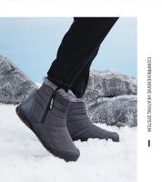 Botas De Invierno Para Hombres Y Mujeres Con Punta Ancha Y Suela De Goma Botines De Nieve Con Lining De Plush Abrazadura Media Para Senderismo - details 11