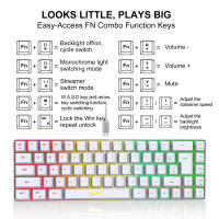 Teclado De Juego Ergonómico Mini 60% Con Retroiluminación RGB Teclado Membránico Compacto Para Windows PC Laptop Tableta - details 5
