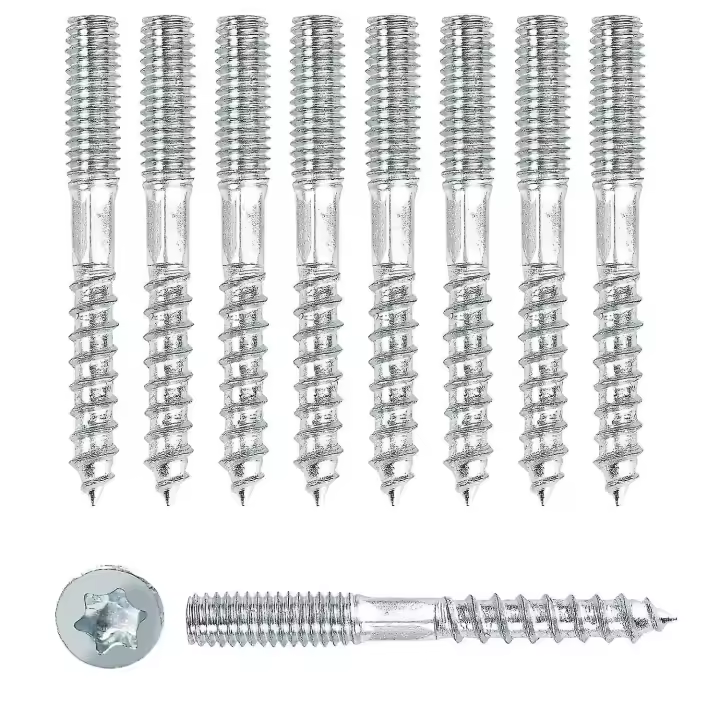 Paquete de 10 tornillos de doble rosca M8 x 60 mm, pernos de doble rosca, tornillos de fijación para muebles, acero galvanizado - 1