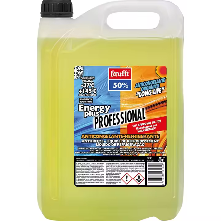Krafft Anticongelante Coche CC-Energy Plus 50% (G12) Líquido Refrigerante Coche Orgánico Amarillo 5 Litros - 1