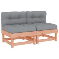 vidaXL Sofás centrales con cojines 2 uds madera maciza de pino Pino natural, Pino blanco, Pino gris Conjunto Terraza Muebles Jardín Exterior Juego de Muebles de jardín Mueble Jardín Exterior Muebles de Salon Exterior - details 3