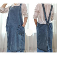 Delantal De Denim Para Mujer Estilo Coreano Hecho De Algodón Y Lona Sin Mangas Adecuado Para Cocinar Hornear Jardín Y Limpieza Del Hogar - details 7