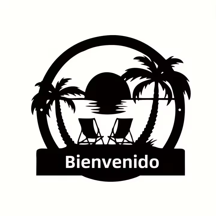 Cartel De Palmeras Metálico Para Exteriores Decoración Para Puerta Principal Jardín Piscina Signo Familiar HELLOYOUNG - 1
