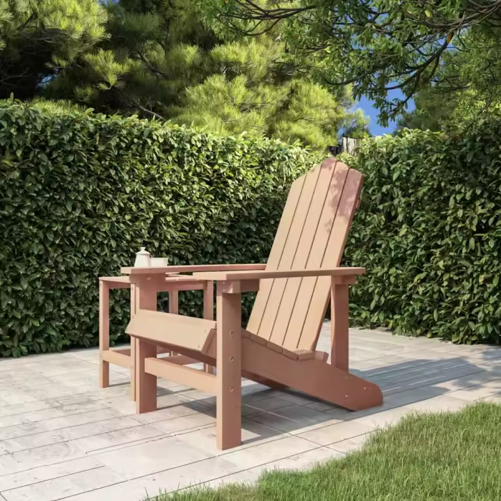 vidaXL Silla de jardín Adirondack HDPE marrón - 1