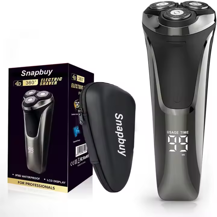 Afeitadora eléctrica Snapbuy para hombre, inalámbrica y resistente al agua, con 90 min de autonomía, sistema de cuchillas flotantes de precisión 4D, carga rápida, ideal para viajes, ideal para usar en seco y mojado. - 1