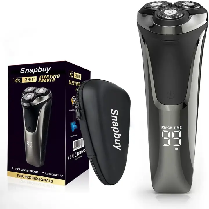 Afeitadora eléctrica Snapbuy para hombre, inalámbrica y resistente al agua, con 90 min de autonomía, sistema de cuchillas flotantes de precisión 4D, carga rápida, ideal para viajes, ideal para usar en seco y mojado. - 1