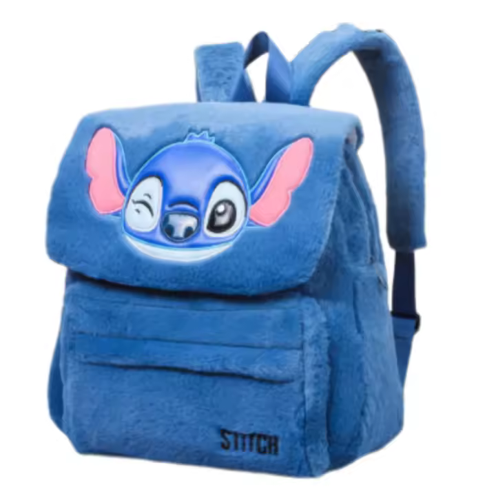 Nueva Mochila De Peluche Disney Japón Azul Con Stitch Divertido Gran Capacidad Estudiante Para Niños Bag De Jardín De Infancia Regalo Para Niños - 1
