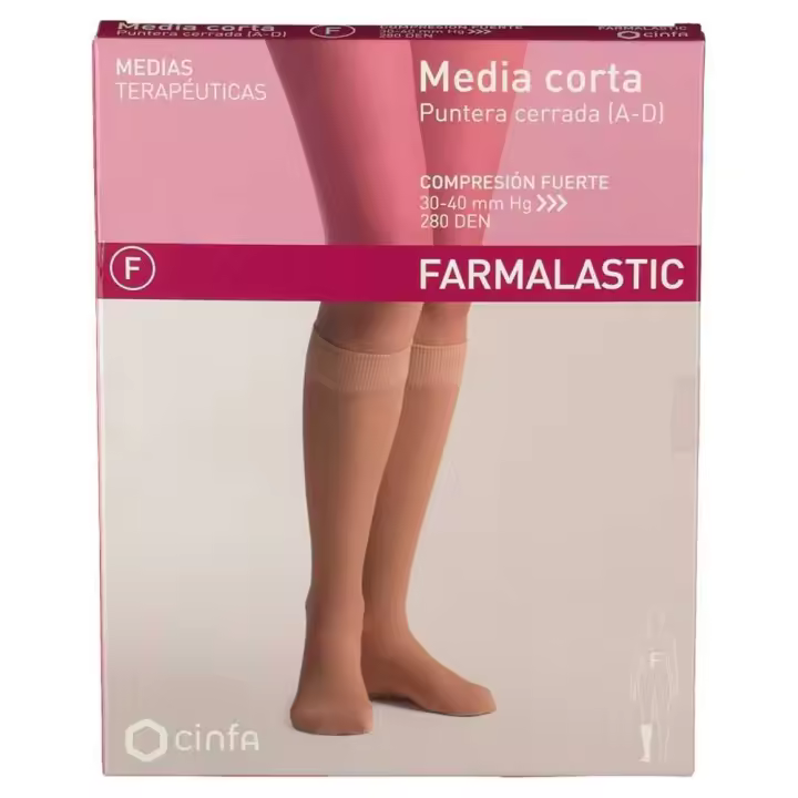 Farmalastic Media Corta Compresión Fuerte Cerrada Beige Extra Grande 1 Media - 1