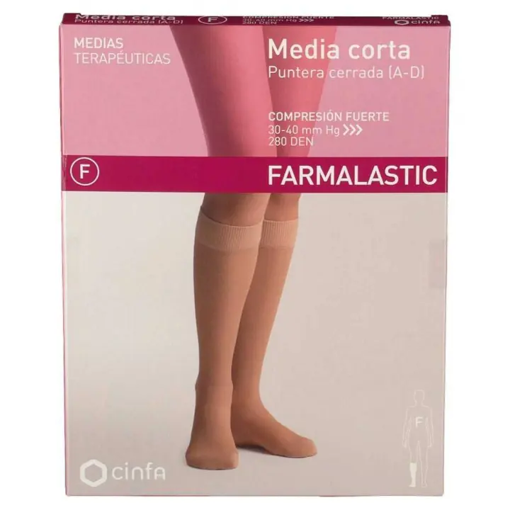 Farmalastic Media Corta Compresión Fuerte Cerrada Beige Extra Grande 1 Media - 1