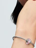 Pandora - Charm de cristal de Murano Rosa-Plata de Lei - details 2