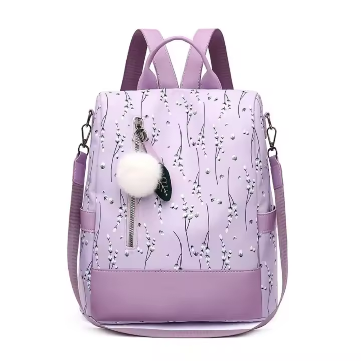 MoChila Con Estampado Floral Para Mujer, Bolsa De Viaje Informal, With Bola De Melo, De Gran Capacidad, Nueva - 1