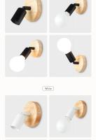 Lámpara De Pared De Madera Vintage Con Base E27 Estilo Negro Y Blanco Para Decoración De Hogar Restaurante Café Iluminación Decorativa - details 1