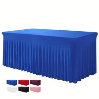 Mantel Rectangular De 6ft Con Falda De Poliéster Ajustable Negro Cubierta De Mesa De Spandex Para Mesa De 6 Pies - details 10