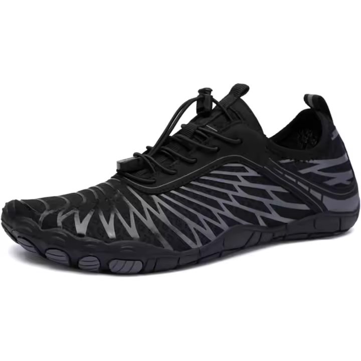 AONETIGER Zapatos de baño Zapatos de Agua para Hombre Zapatos de Playa para Mujer Zapatos descalzos Transpirables de Verano Zapatos de natación Antideslizantes Zapatos de Surf Zapatos acuáticos Zapatos de Fitness Negro 37 - 1