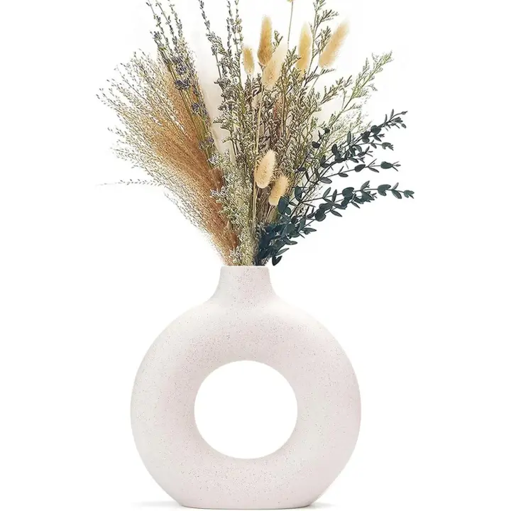 Juego de Jarrones para Pampas, jarrones creativos para decoración Moderna del hogar, florero Hecho a Mano, Blanco Mate, Flores secas, casa, decoración - 1