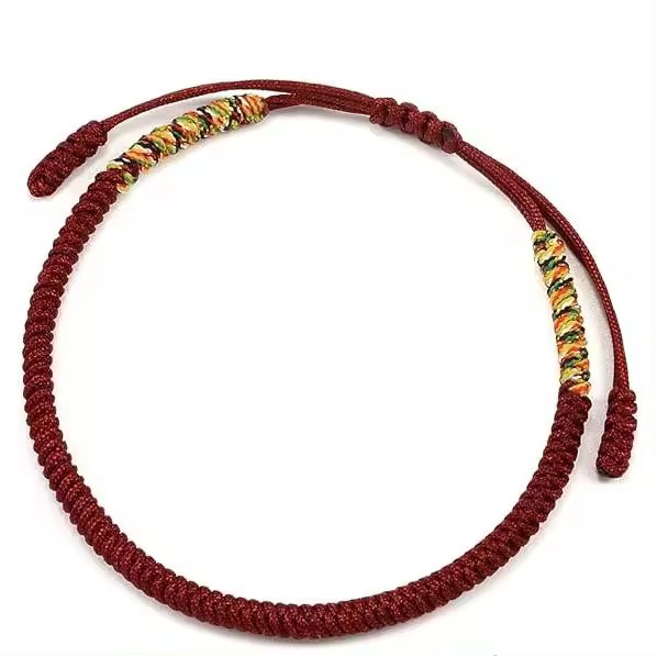 Pulseras de buena suerte hechas a mano, pulseras de hilo tejido, pulsera personalizada con dije de cuerda ajustable para mujeres, hombres, mejores amigos, parejas - 1