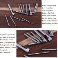 Juego De 12 Piezas De Taladro De Cuero Oval Forma Con Agujero Herramienta Cortadora De Taladro Hueco Para Manualidades Y Trabajo En Cuero - details 5