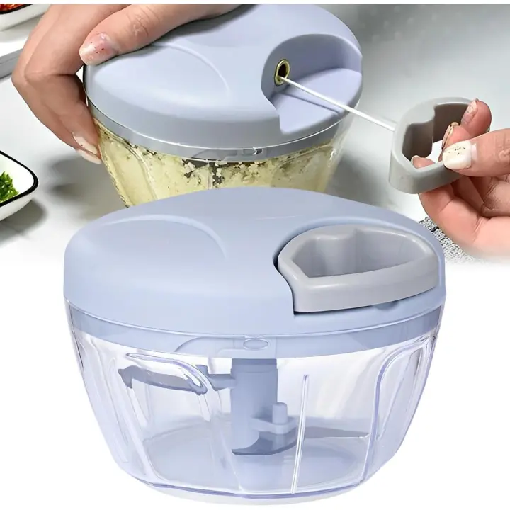 Picador de alimentos manual, procesador de mano de cocina o cortadora para verduras carne frutas nueces ajo cebolla pimientos (azul) - 1